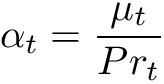 \[ \alpha_t = \frac{\mu_t}{Pr_t} \]